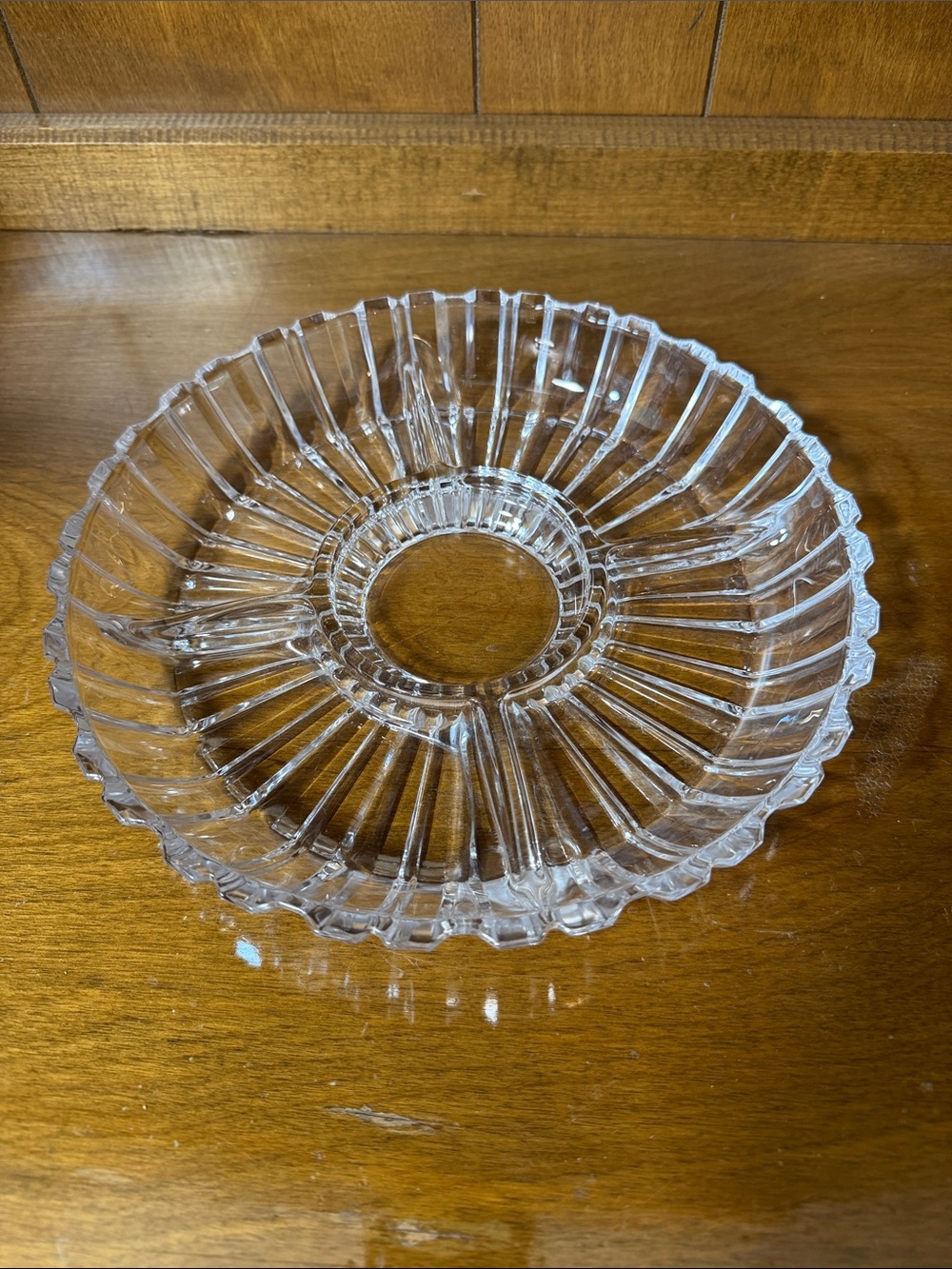 Clear Glass Divided Serving Bowl - Classic Ribbed Design